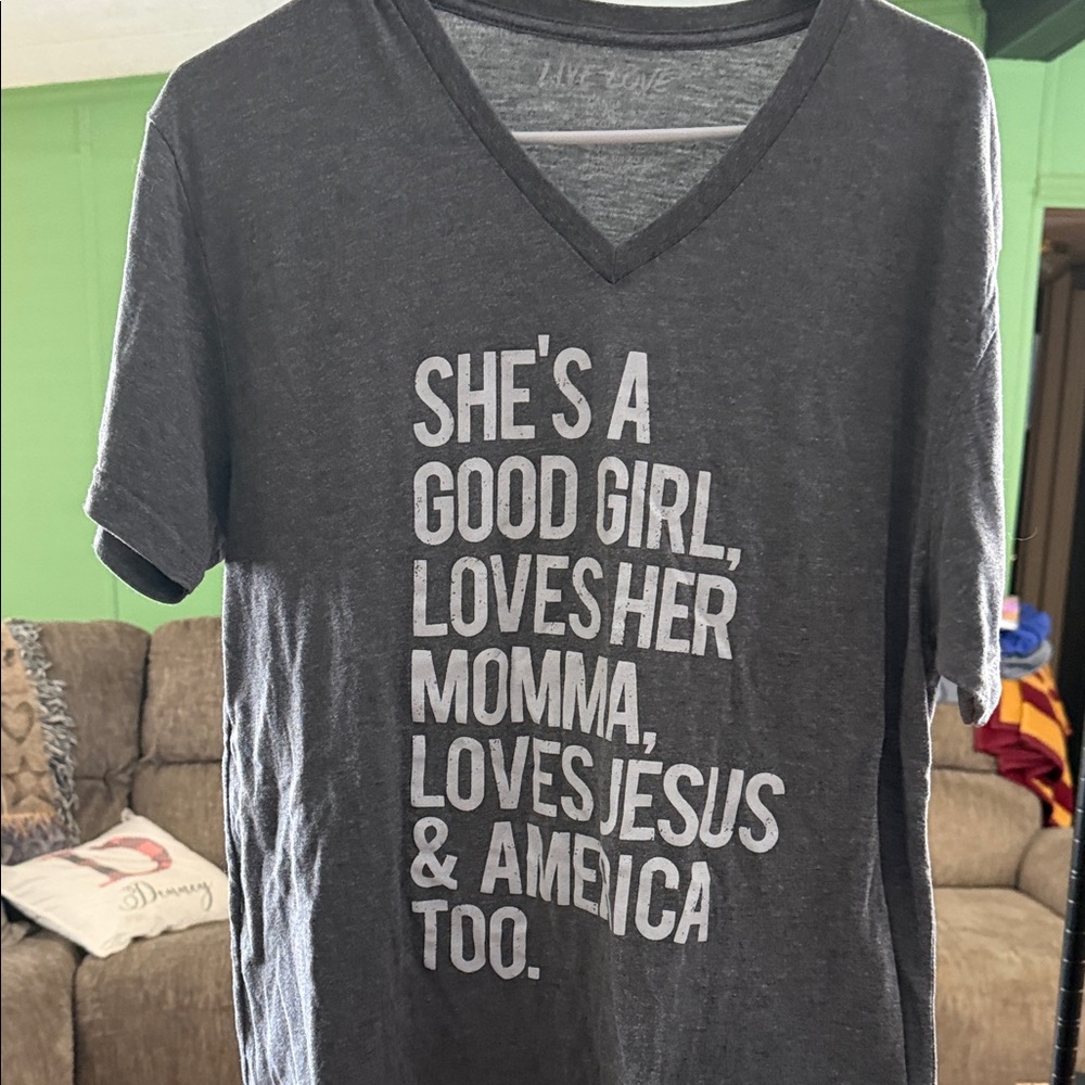 Charcoal V-Neck Graphic Tee
